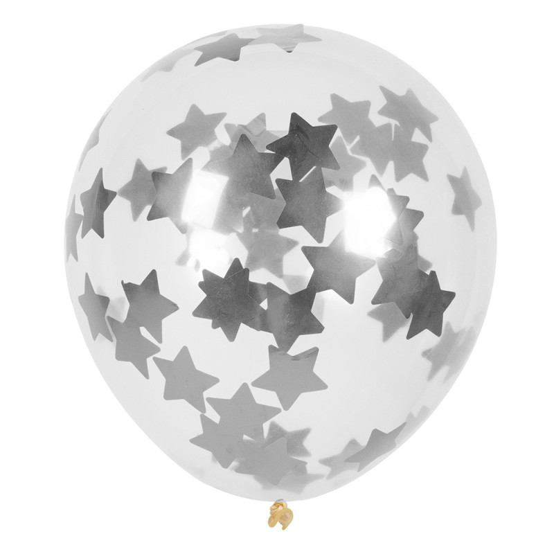 Sada 5 balónků se stříbrnými hvězdičkami